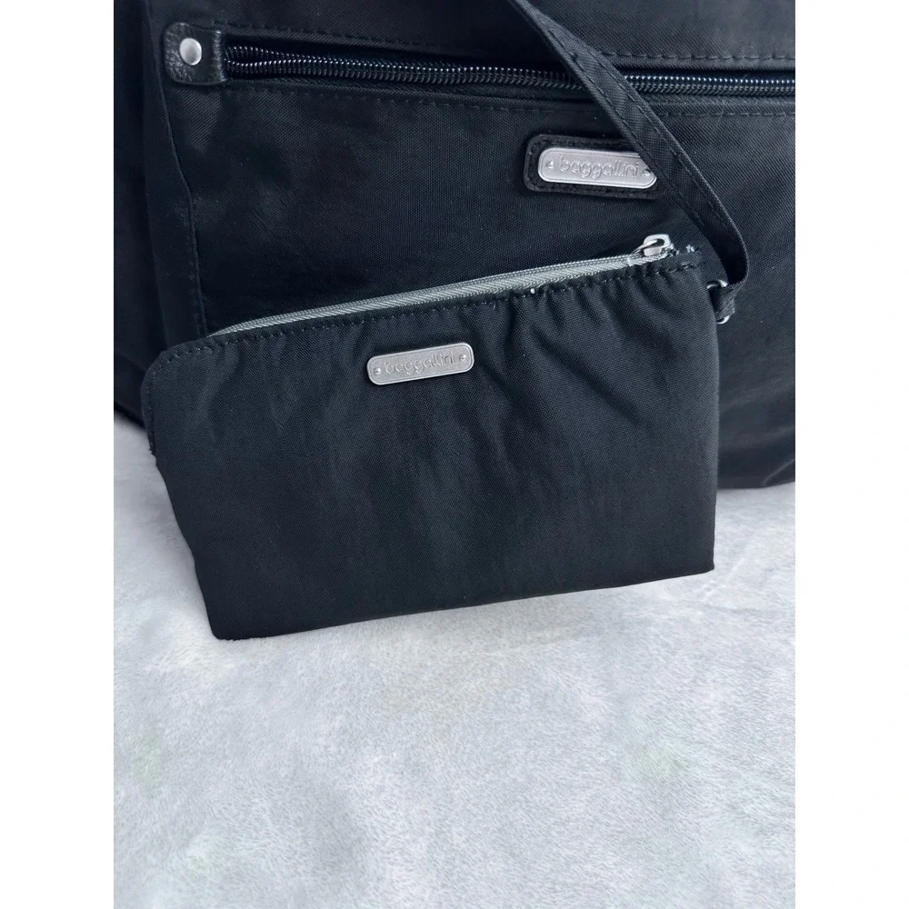 Baggallini Overnight Expandable Laptop Tote Large Black RFID Wristlet Travel Bag